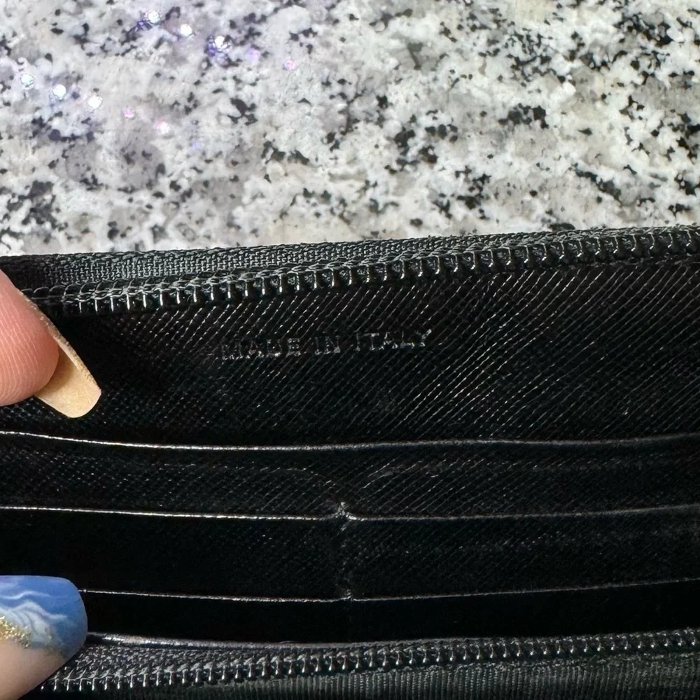 Prada | Black Zip Around Wallet Saffiano Leather Long